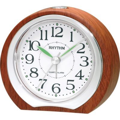 Réveil silencieux lumineux arrondi en bois - Rhythm