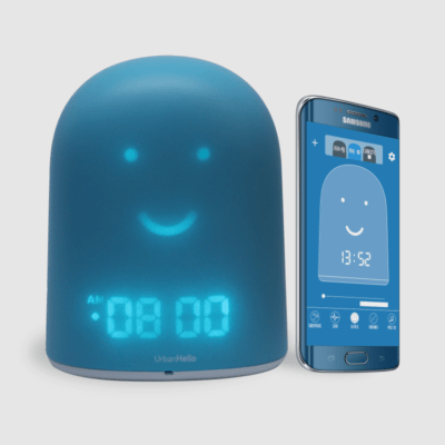 UrbanHello REMI – Réveil Enfant Jour Nuit éducatif et Suivi du Sommeil – Babyphone Audio avec alertes de Bruit 5-en-1 – Veilleuse – Enceinte Bluetooth