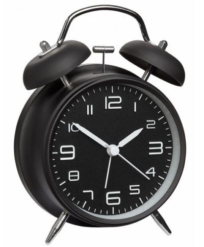 Réveil à quartz noir silencieux à cloches