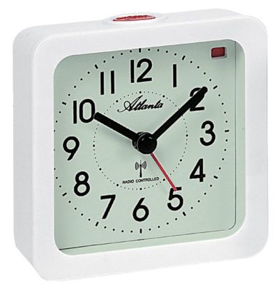 Réveil à quartz radio-piloté carré blanc					Ref : HOA1854