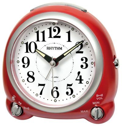 Réveil à quartz silencieux avec sonnerie sur cloche couleur rouge
					Ref : SPRF804.01
