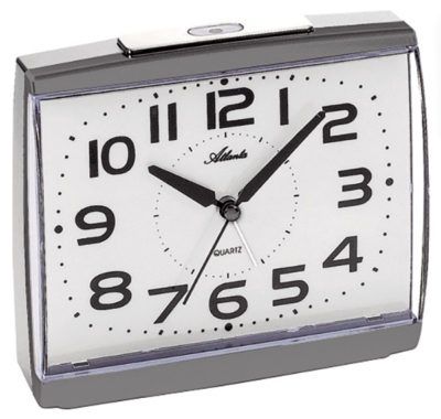 Réveil à quartz silencieux rectangulaire gris					Ref : HOA1919