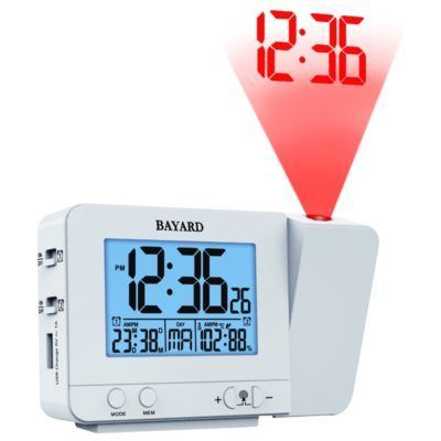 Réveil radio-piloté Bayard gris avec projection de l'heure					Ref : SPPCR156.9