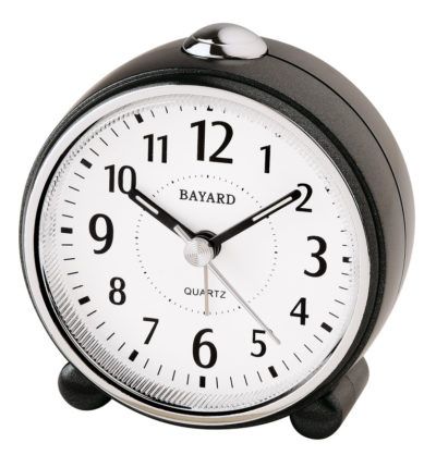 Réveil silencieux à quartz à répétition rond argenté					Ref :