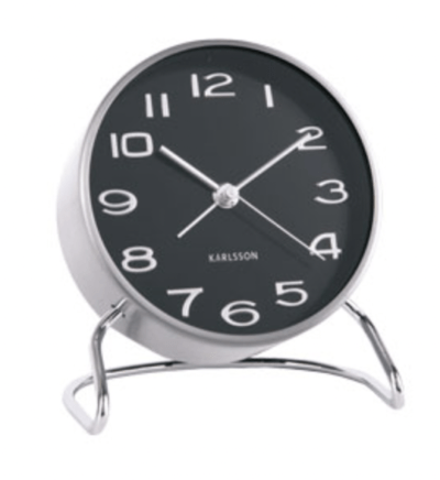 Réveil rond argenté, en métal - karlsson