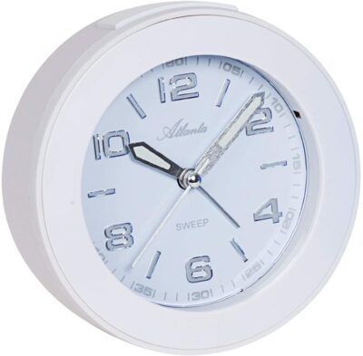 R&eacute;veil &agrave; quartz blanc silencieux &agrave; r&eacute;p&eacute;tition