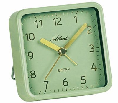 Réveil à quartz vert silencieux en métal - Atlanta
