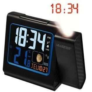 Réveil radio-piloté à affichage digital avec projection de l'heure
