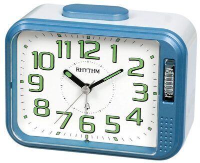 R&eacute;veil ultra silencieux rectangulaire bleu style retro