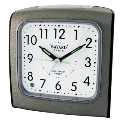 R&eacute;veil &agrave; quartz Bayard gris lumineux par capteur