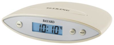 Réveil digital blanc parlant éclairage bleu
