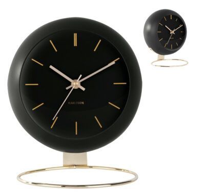 Réveil rond noir et doré design - karlsson
