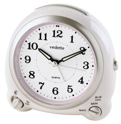 R&eacute;veil blanc silencieux sonnerie bip-bip ou cloche volume r&eacute;glable