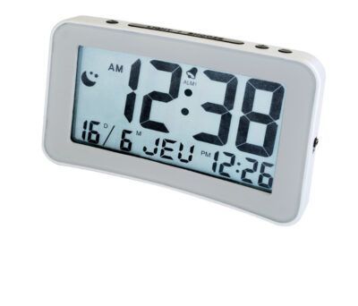 R&eacute;veil rectangulaire gris double alarme
